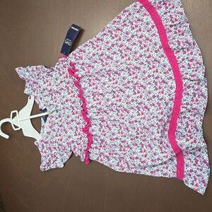 CHAPS Girls Dress 2T 24 Months Pink and Blue Floral Design Tights Leggings New!